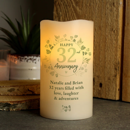 Personalised Botanical Anniversary LED Candle - MK&JD Gifts