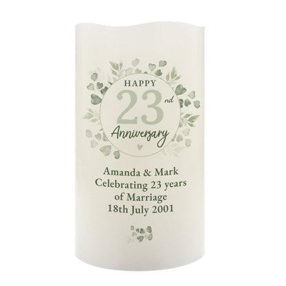 Personalised Botanical Anniversary LED Candle - MK&JD Gifts