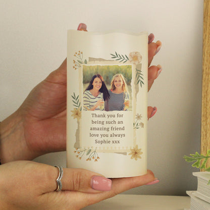 Personalised Wild Flowers Photo Upload LED Candle - MK&JD Gifts