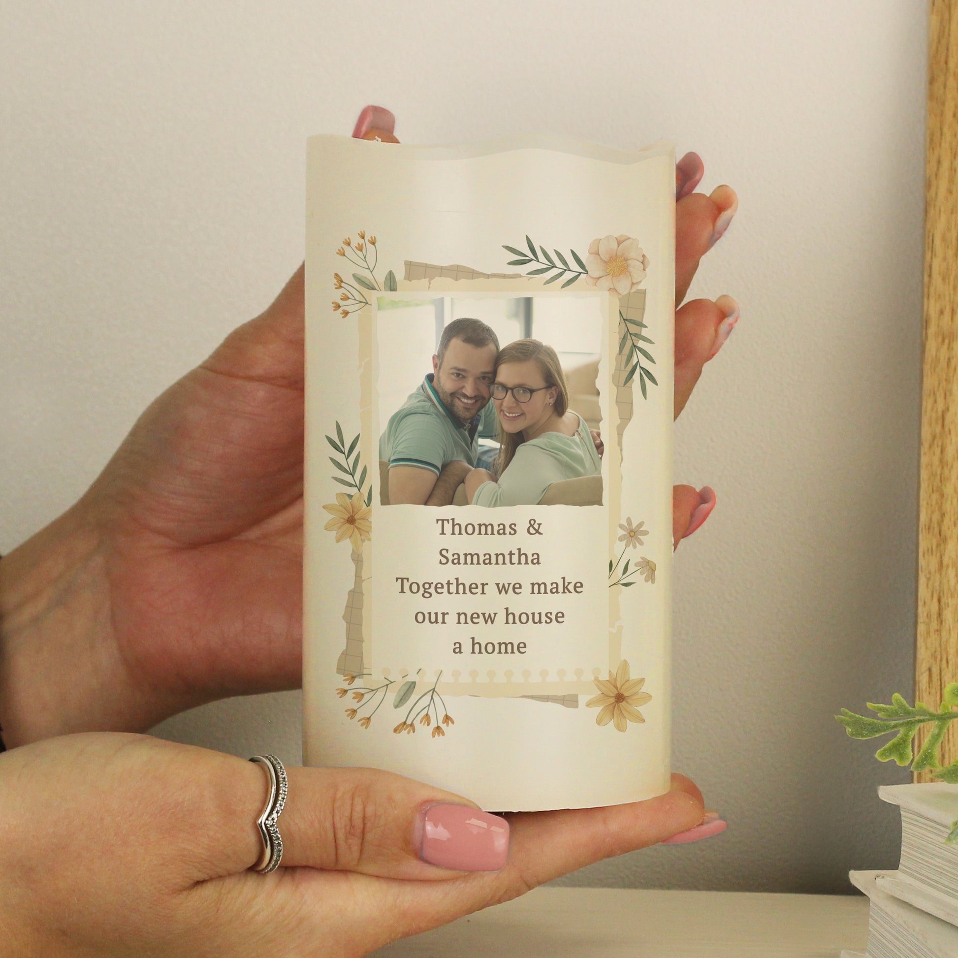 Personalised Wild Flowers Photo Upload LED Candle - MK&JD Gifts