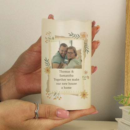 Personalised Wild Flowers Photo Upload LED Candle - MK&JD Gifts