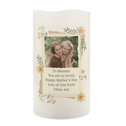 Personalised Wild Flowers Photo Upload LED Candle