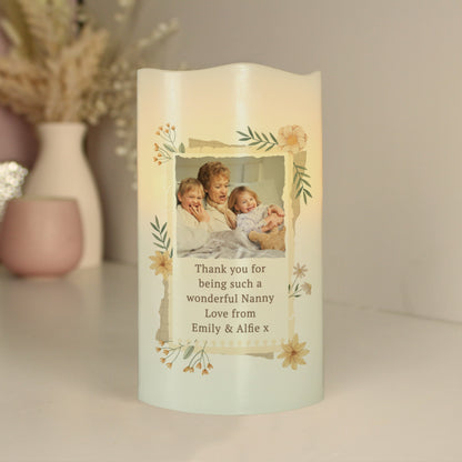 Personalised Wild Flowers Photo Upload LED Candle - MK&JD Gifts
