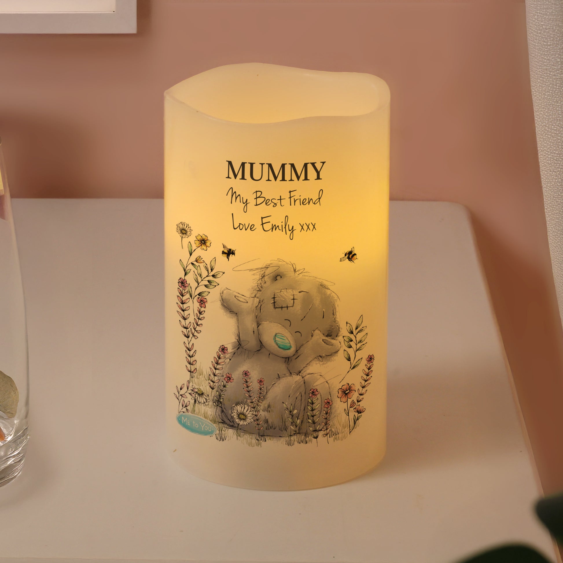Personalised Me to You Floral LED Candle - MK&JD Gifts