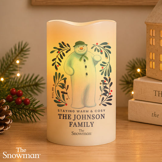 Personalised The Snowman Botanical LED Candle - MK&JD Gifts