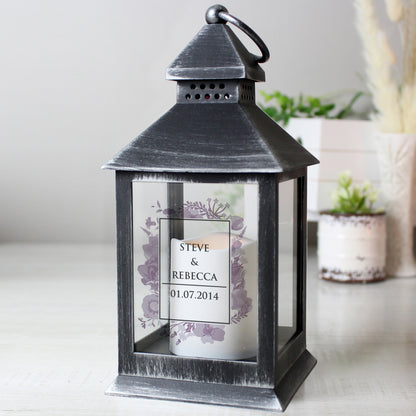 Personalised Soft Watercolour Rustic Black Lantern - MK&JD Gifts