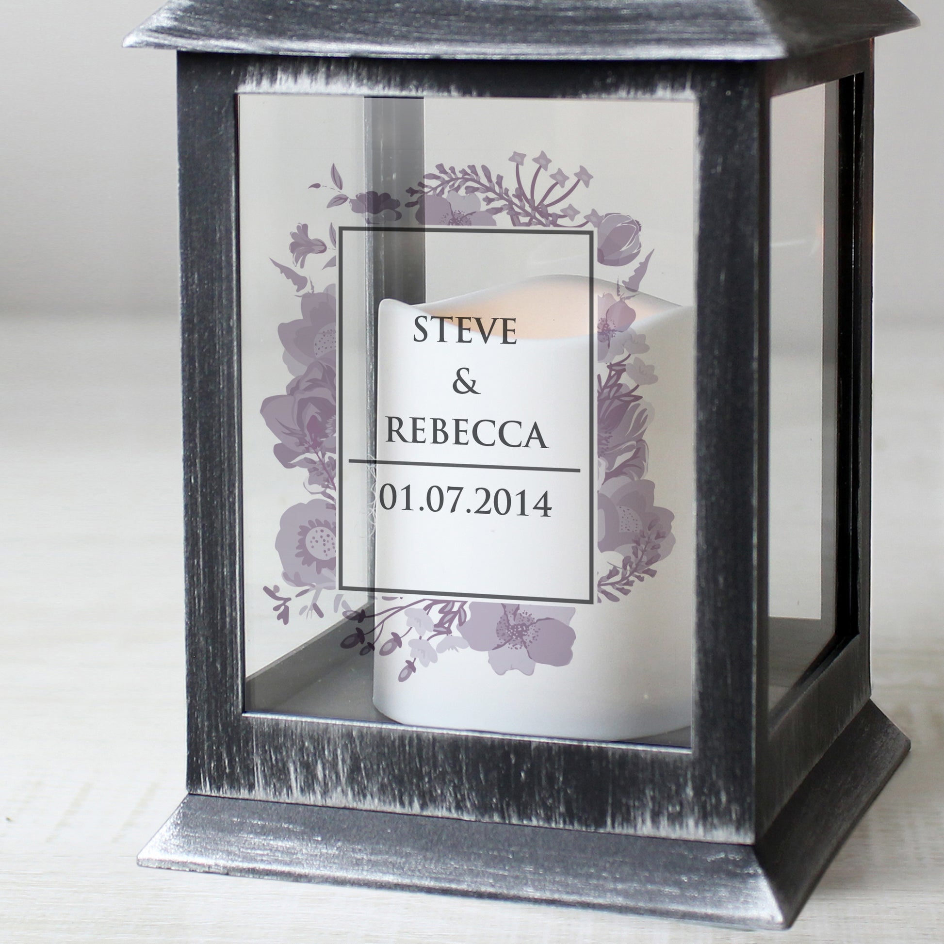 Personalised Soft Watercolour Rustic Black Lantern - MK&JD Gifts
