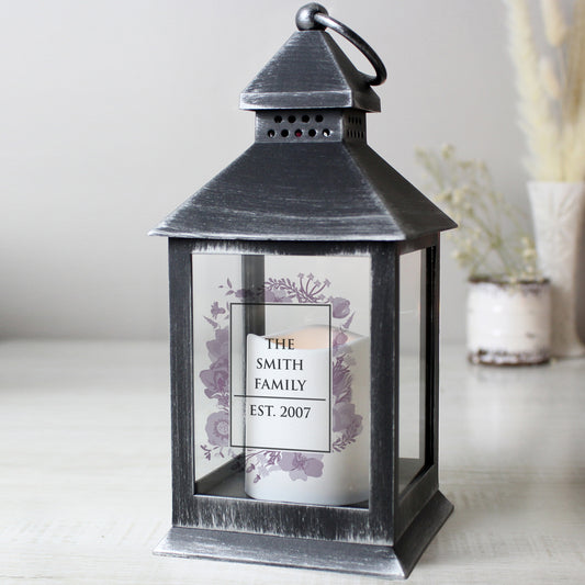 Personalised Soft Watercolour Rustic Black Lantern - MK&JD Gifts