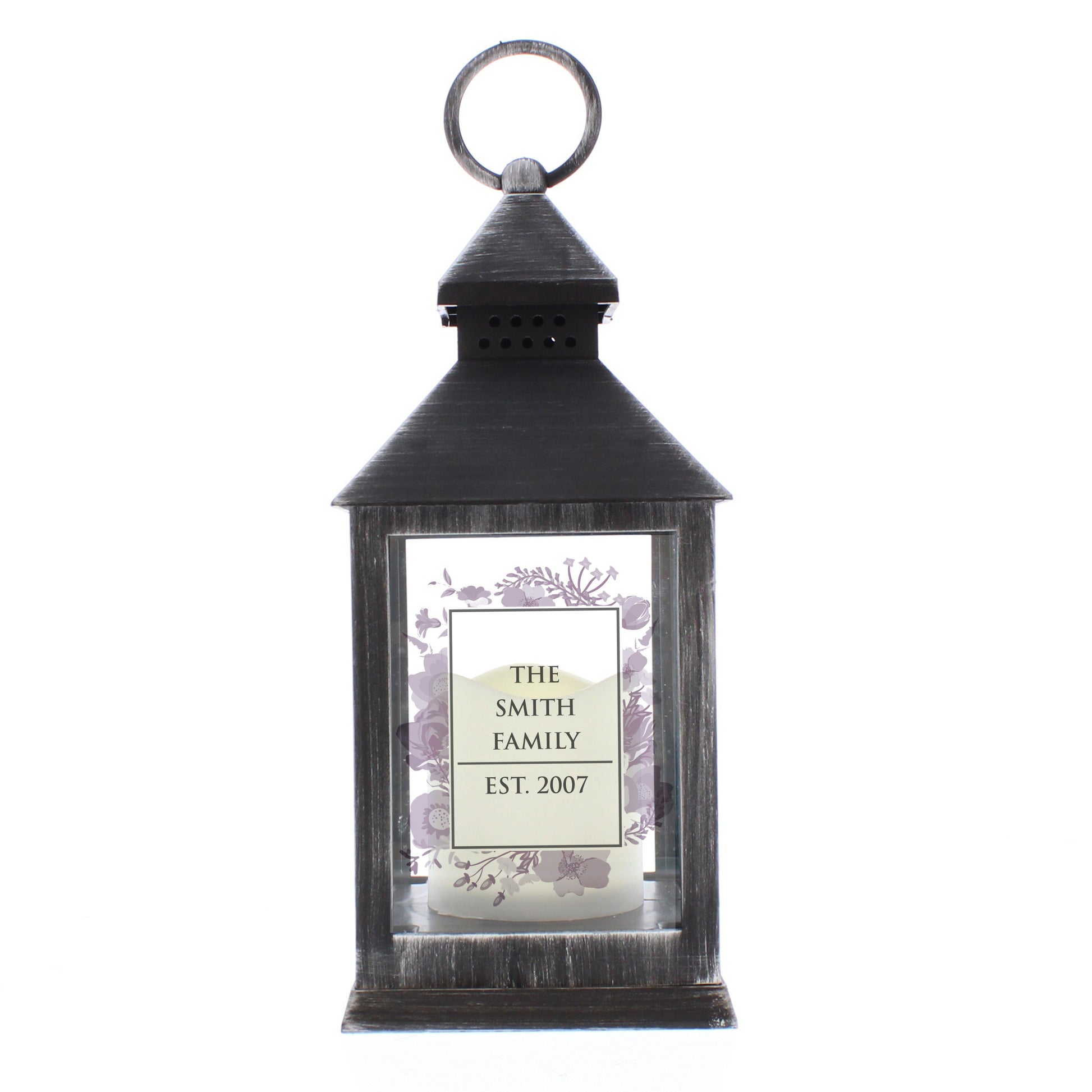 Personalised Soft Watercolour Rustic Black Lantern - MK&JD Gifts