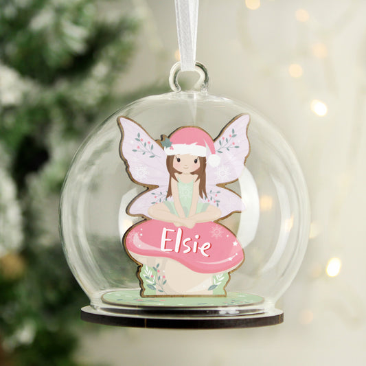 Personalised Wooden Fairy Glass Bauble