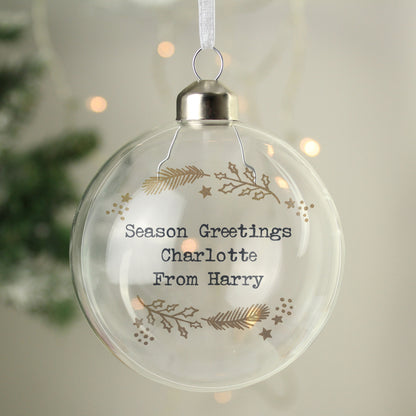 Personalised Gold Wreath Glass Bauble - MK&JD Gifts