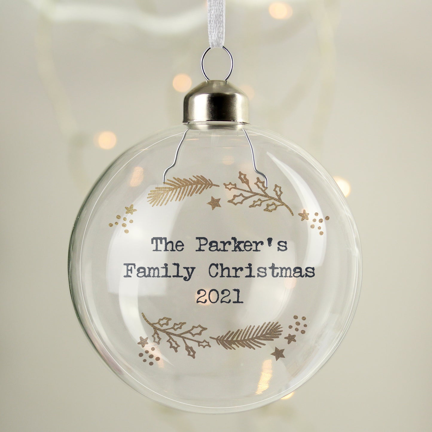 Personalised Gold Wreath Glass Bauble - MK&JD Gifts