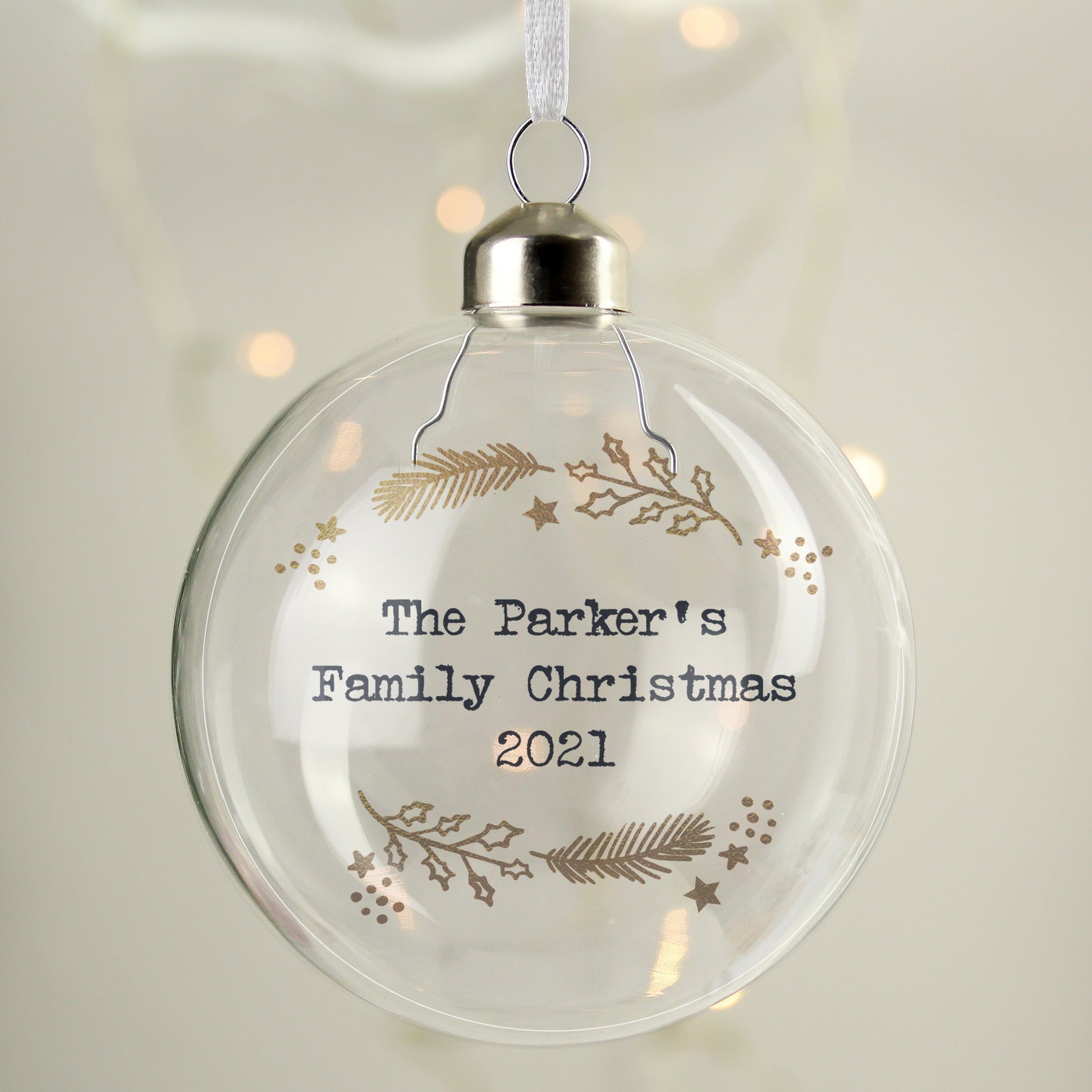 Personalised Gold Wreath Glass Bauble - MK&JD Gifts