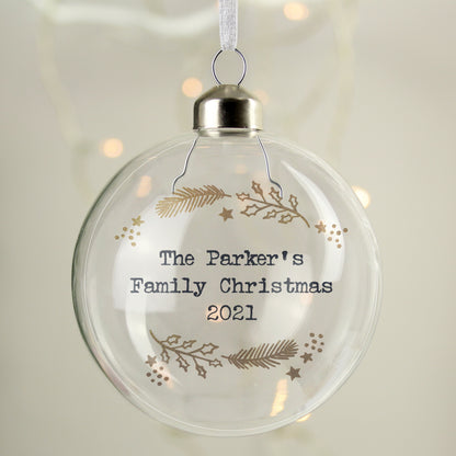 Personalised Gold Wreath Glass Bauble - MK&JD Gifts