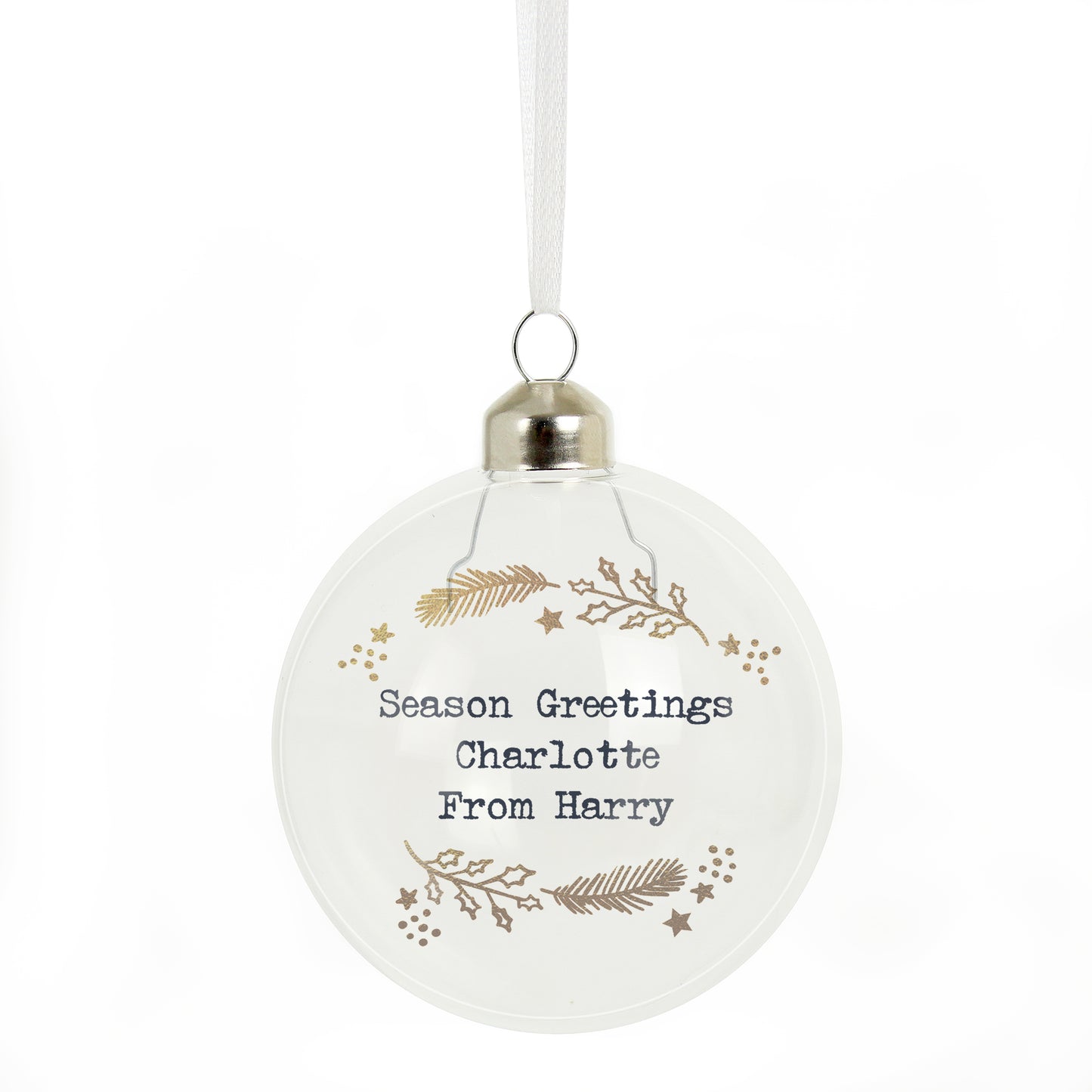 Personalised Gold Wreath Glass Bauble - MK&JD Gifts