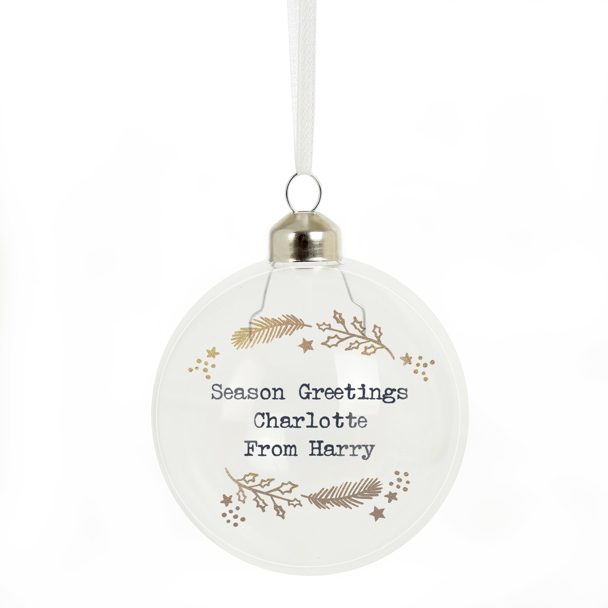 Personalised Gold Wreath Glass Bauble - MK&JD Gifts
