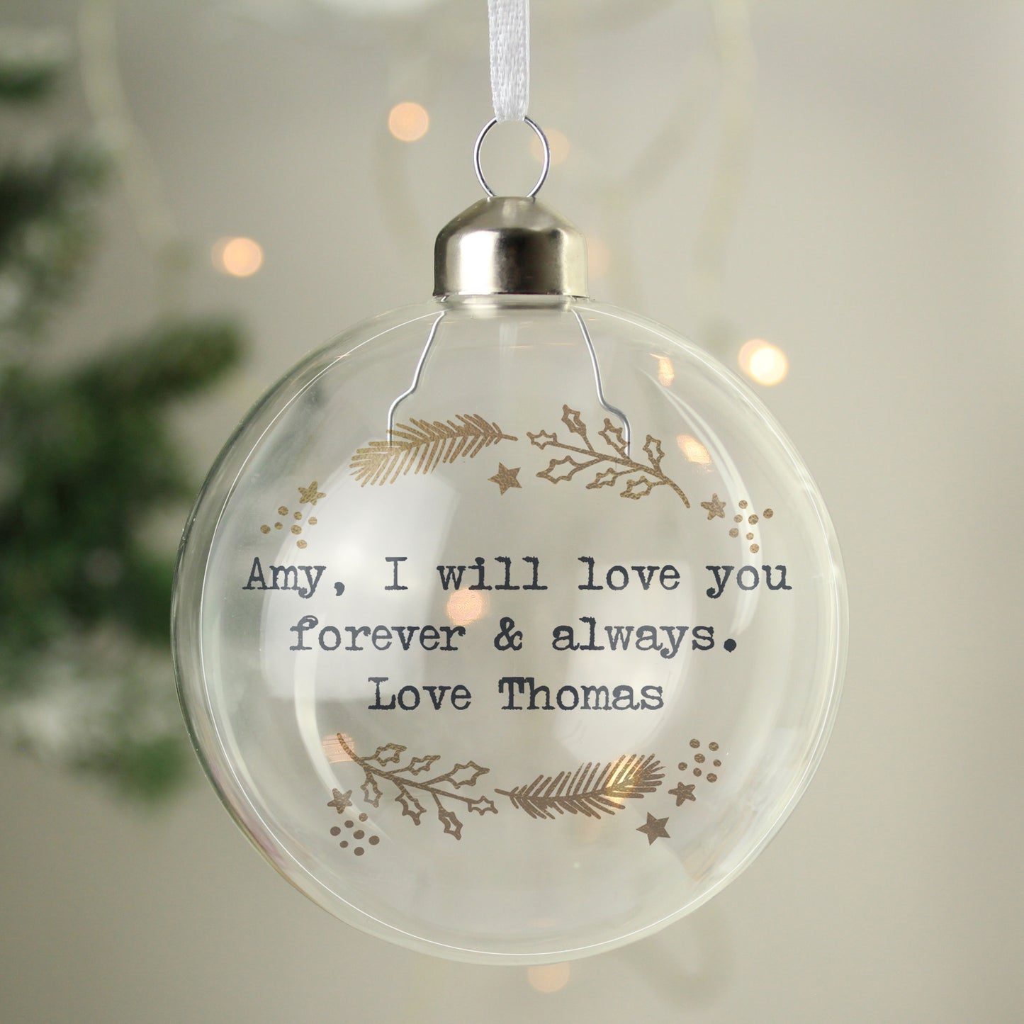 Personalised Gold Wreath Glass Bauble - MK&JD Gifts