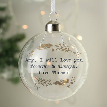 Personalised Gold Wreath Glass Bauble - MK&JD Gifts