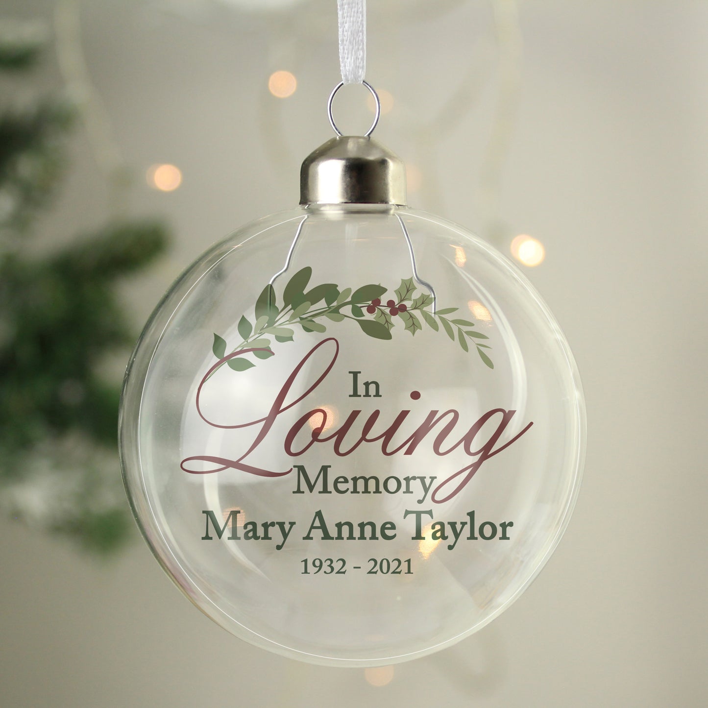 Personalised In Loving Memory Glass Bauble - MK&JD Gifts