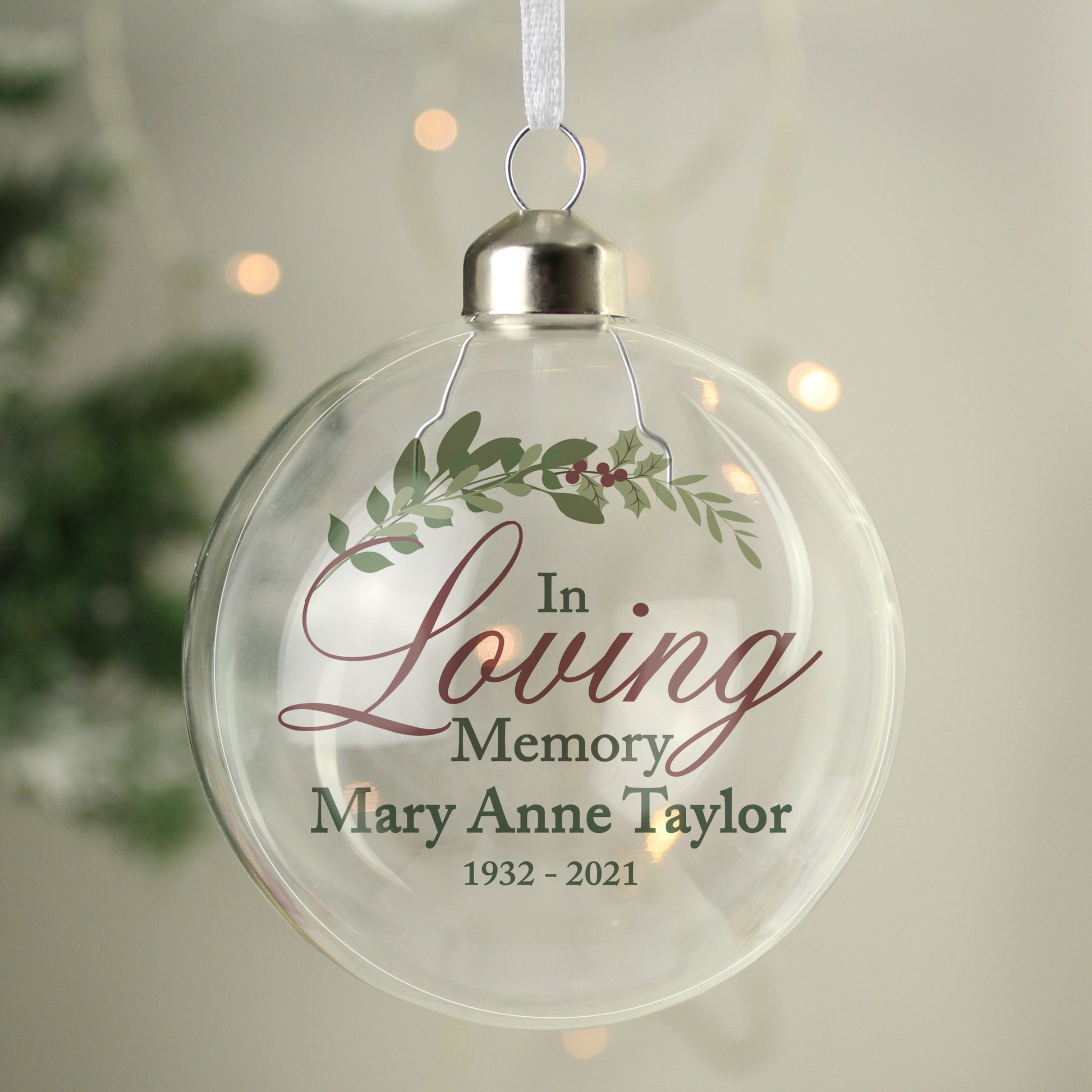 Personalised In Loving Memory Glass Bauble - MK&JD Gifts
