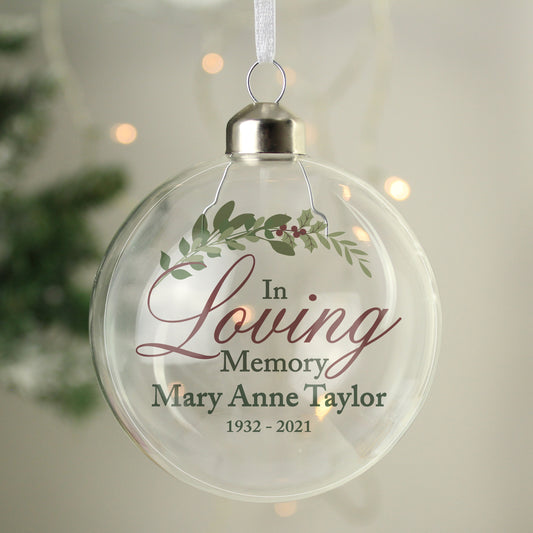 Personalised In Loving Memory Glass Bauble - MK&JD Gifts