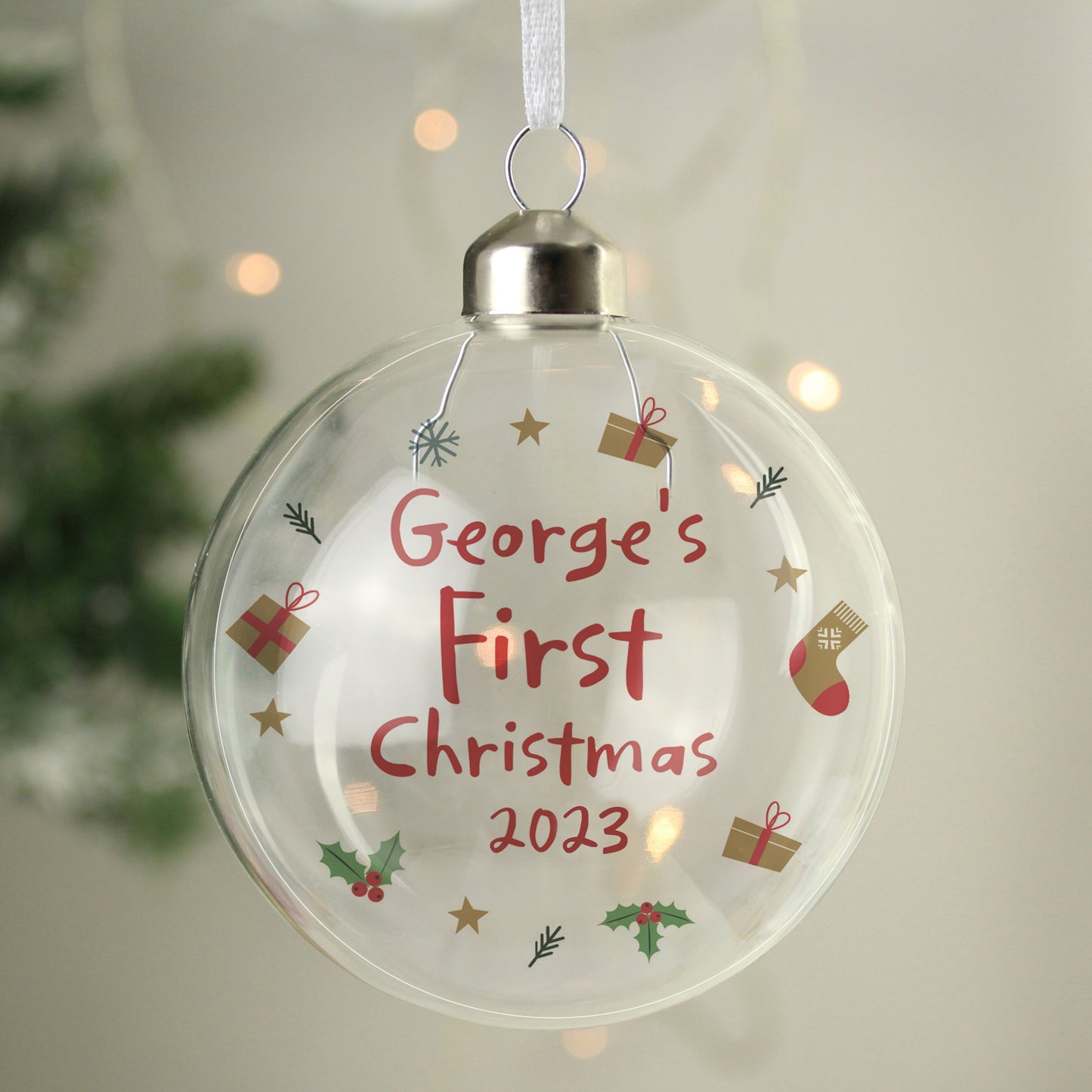Personalised First Christmas Glass Bauble - MK&JD Gifts