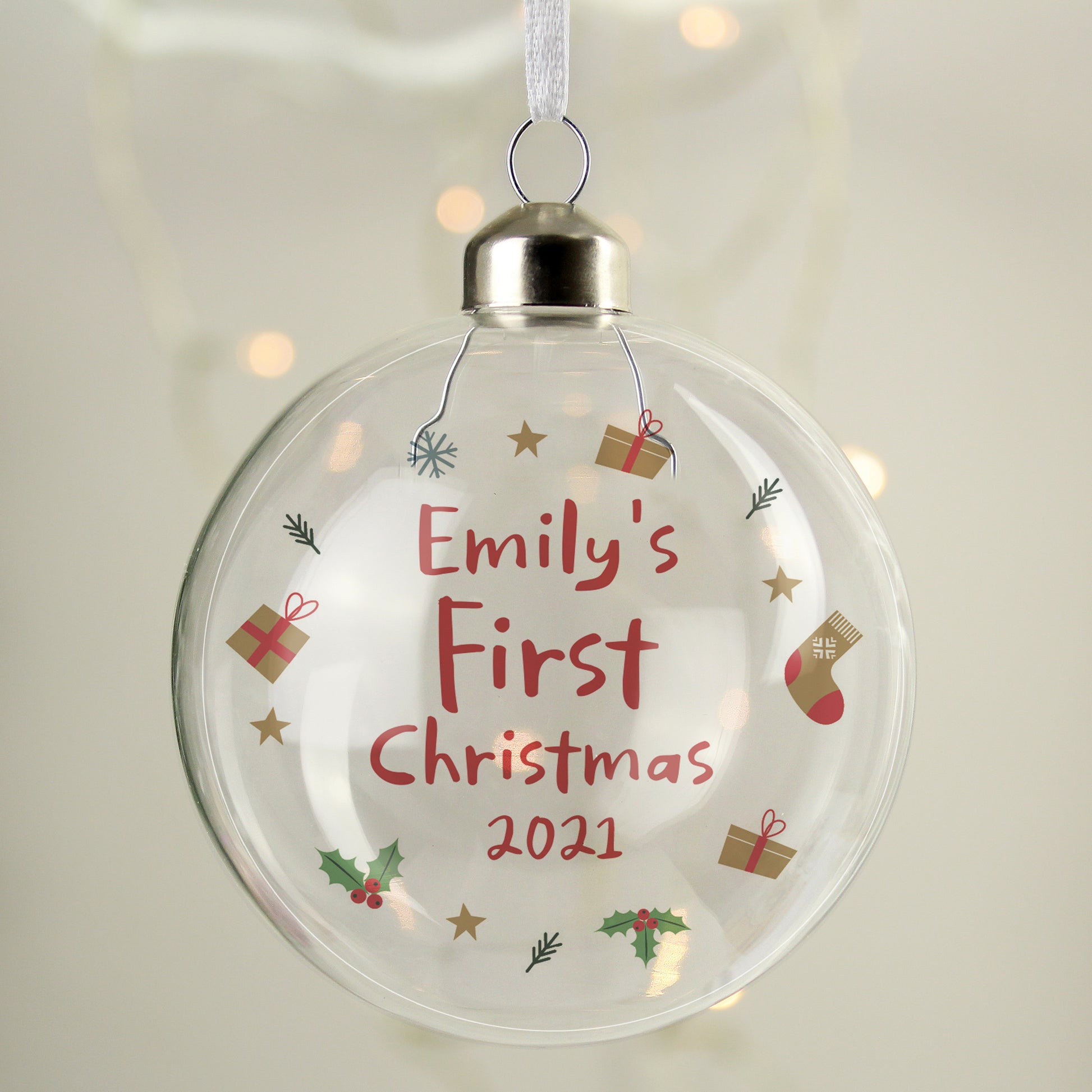 Personalised First Christmas Glass Bauble - MK&JD Gifts