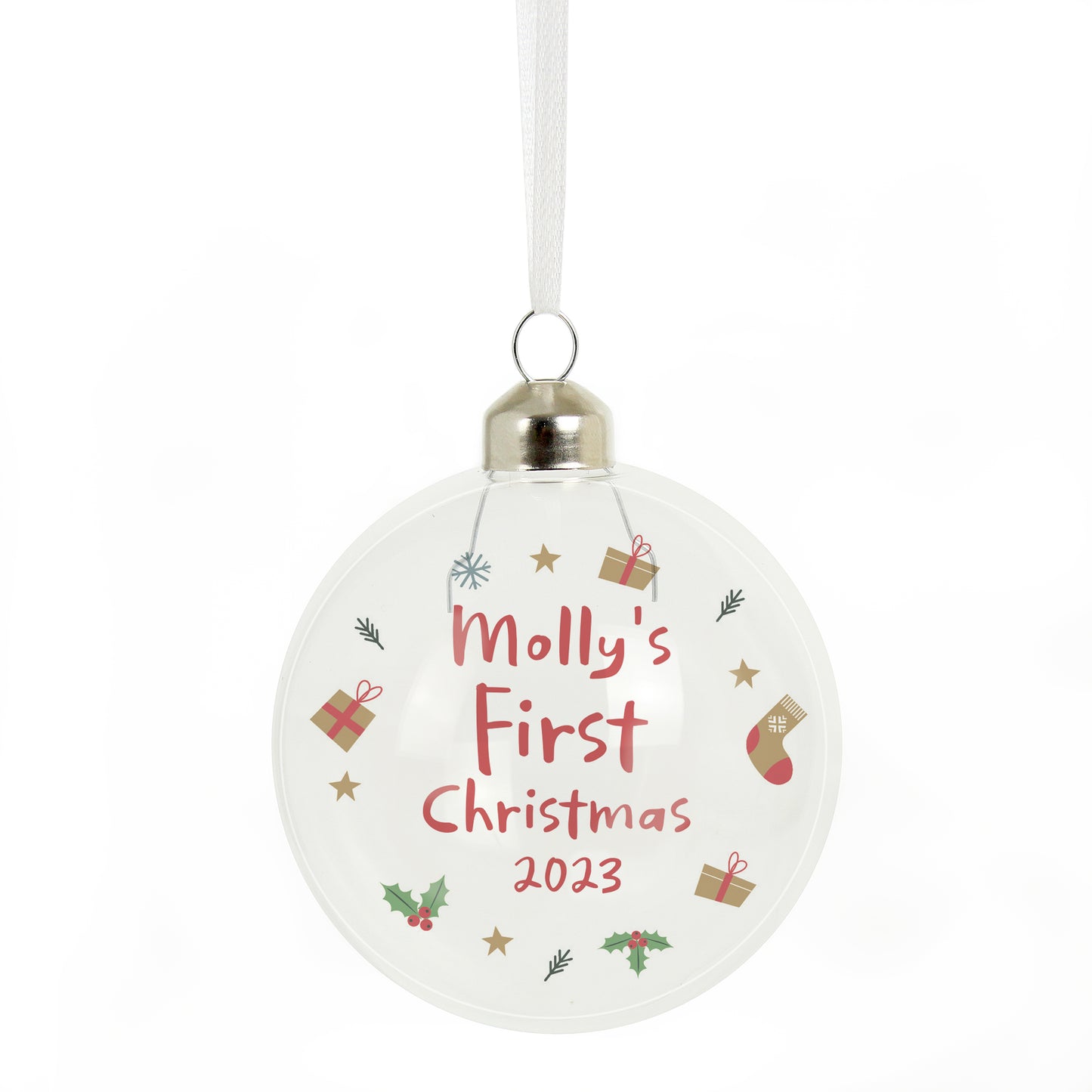 Personalised First Christmas Glass Bauble - MK&JD Gifts