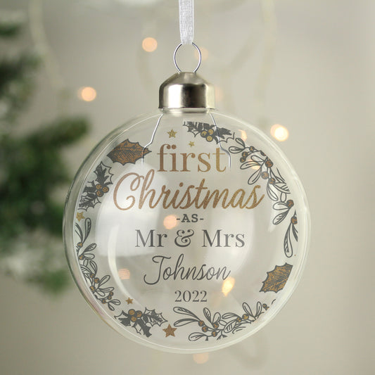 Personalised First Christmas As... Glass Bauble - MK&JD Gifts