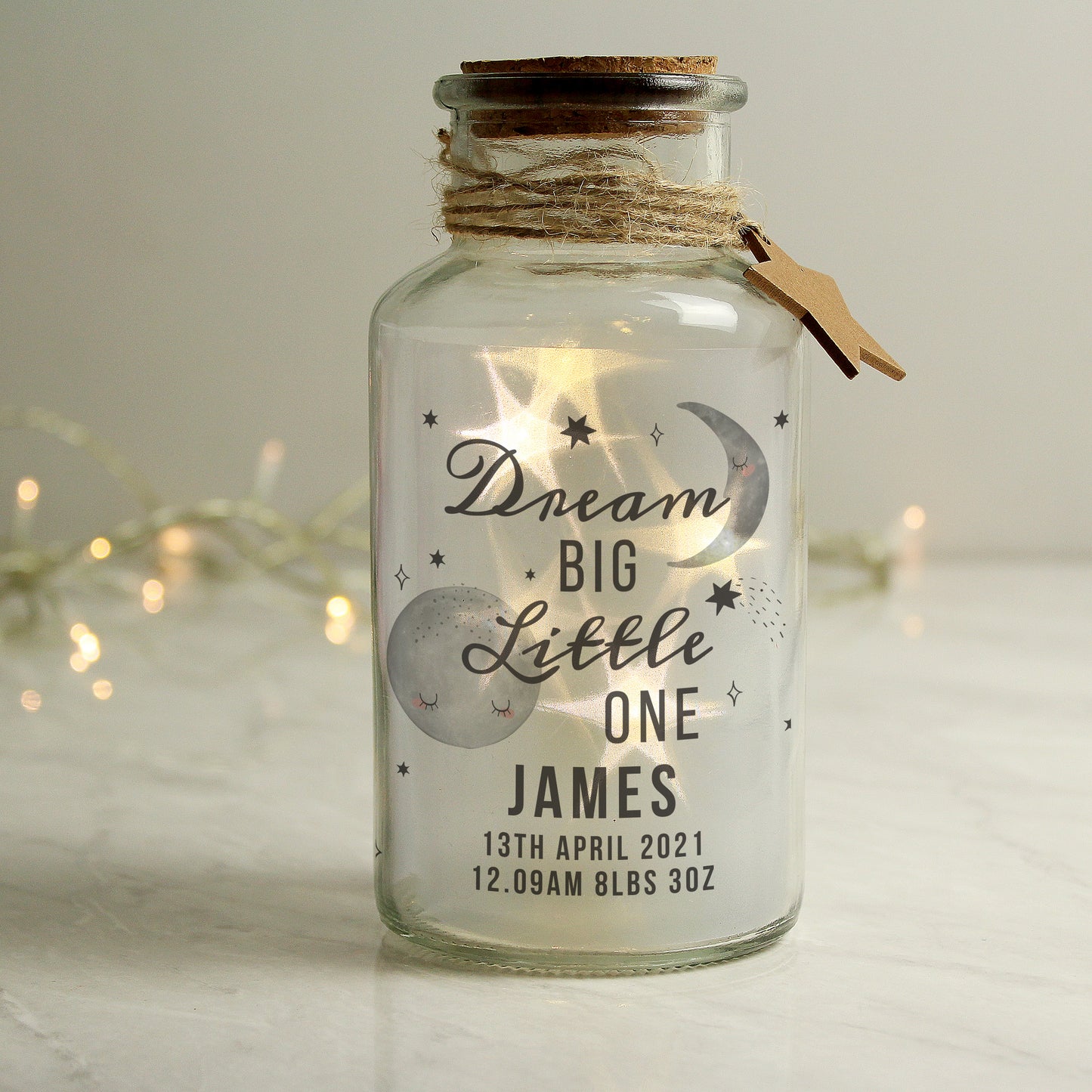Personalised Dream Big LED Glass Jar - MK&JD Gifts