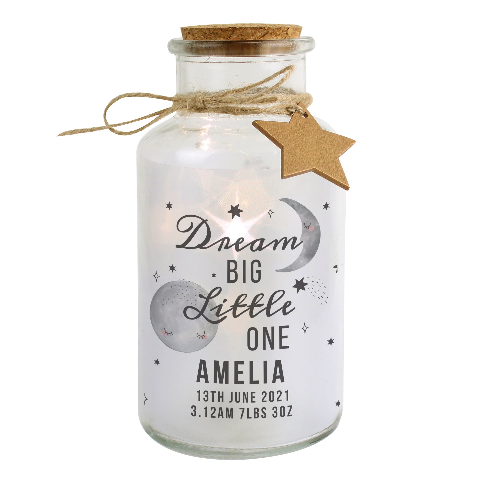 Personalised Dream Big LED Glass Jar - MK&JD Gifts