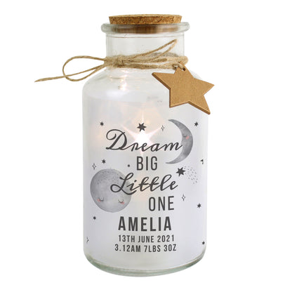 Personalised Dream Big LED Glass Jar - MK&JD Gifts