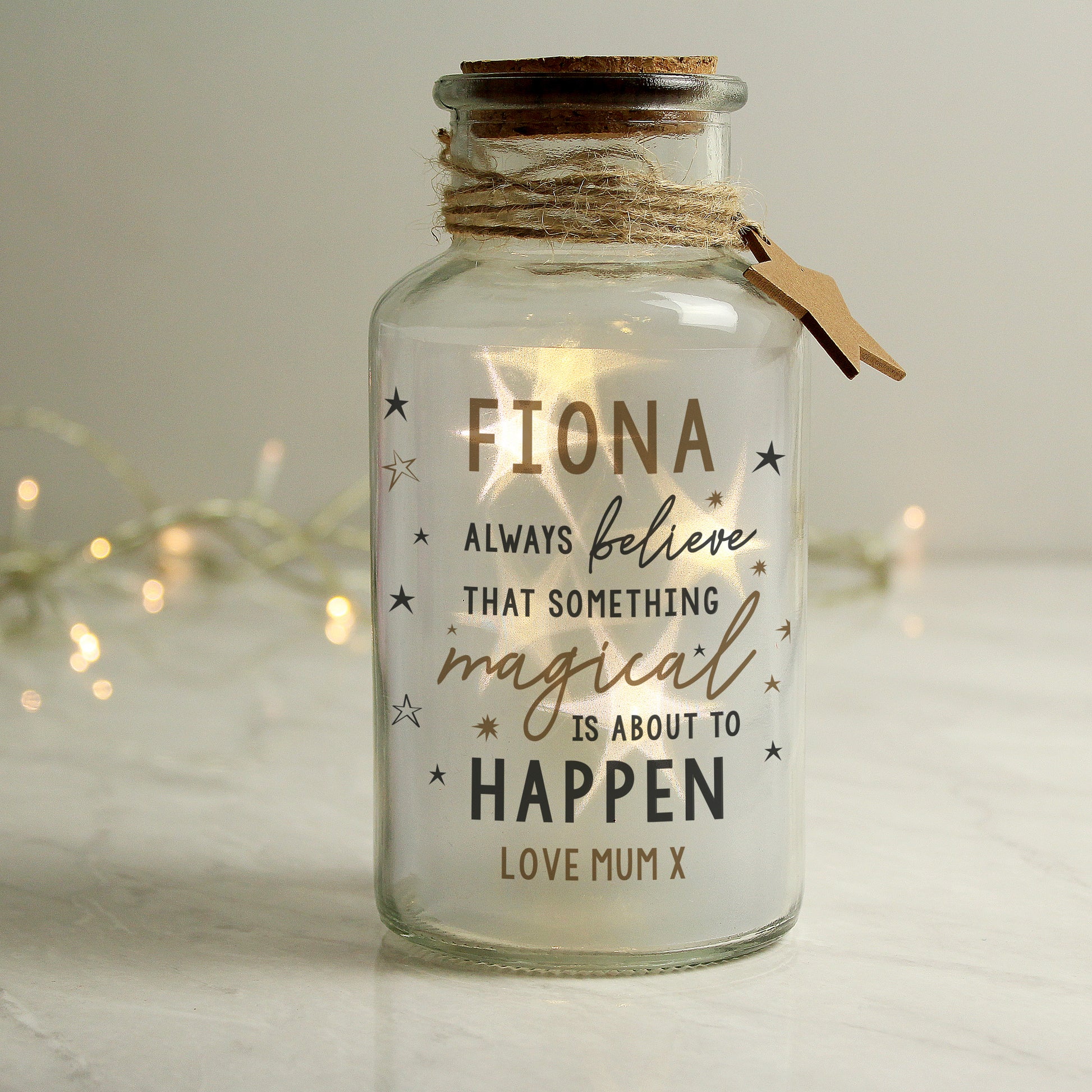 Personalised Magical Things Happen LED Glass Jar - MK&JD Gifts