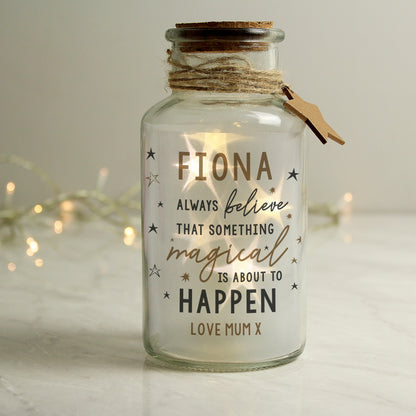 Personalised Magical Things Happen LED Glass Jar - MK&JD Gifts
