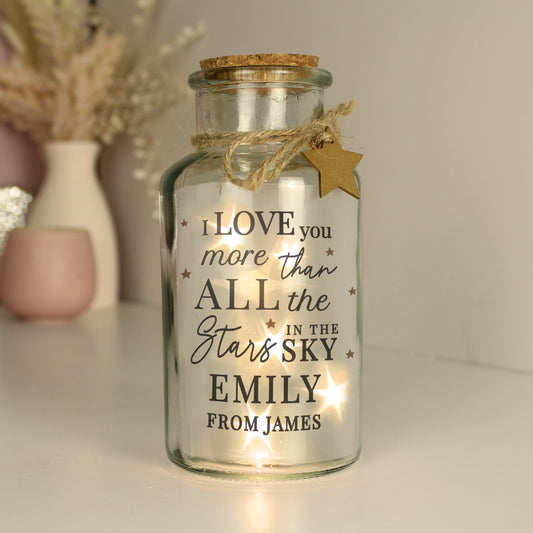 Personalised I Love You More... LED Glass Jar - MK&JD Gifts