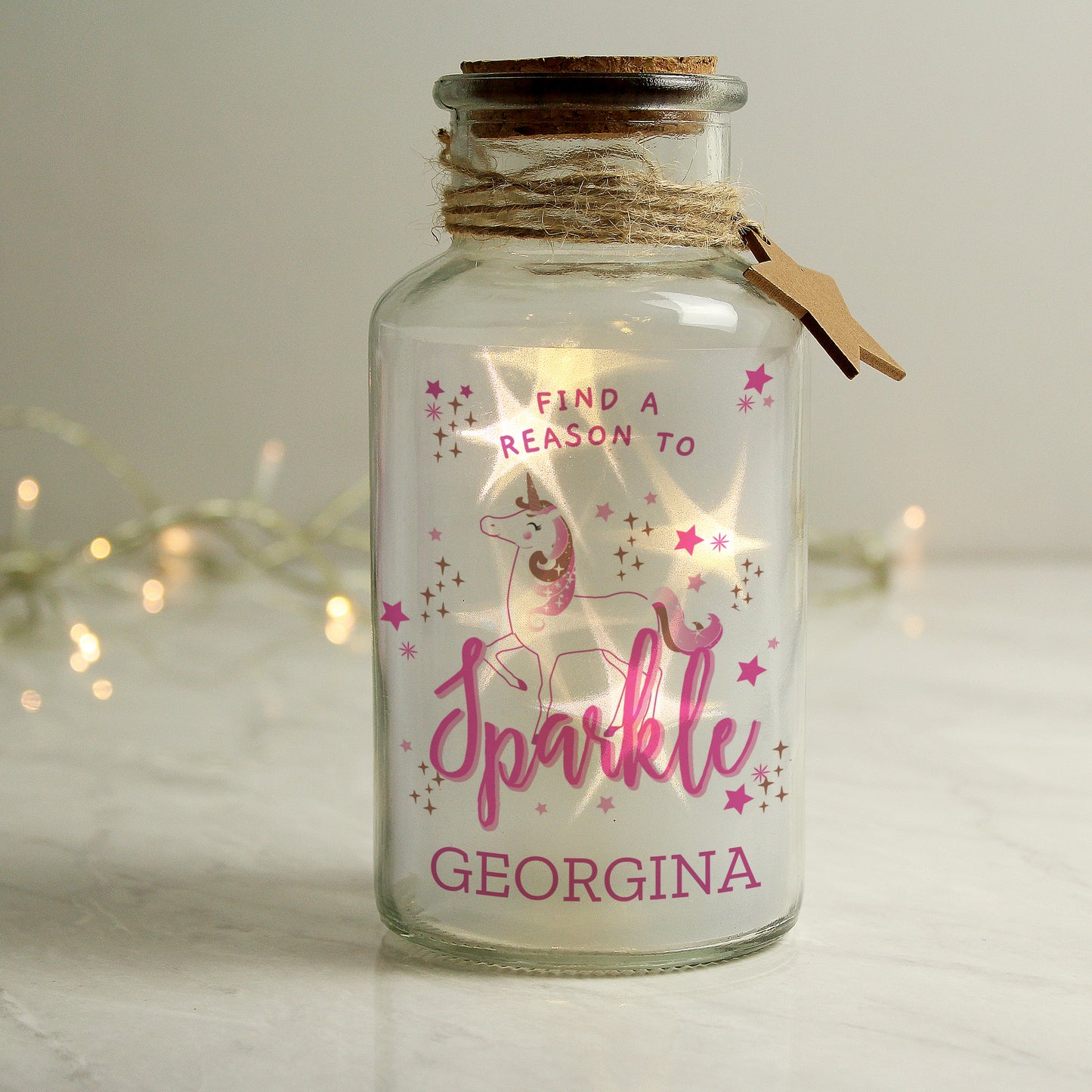 Personalised Unicorn LED Glass Jar - MK&JD Gifts