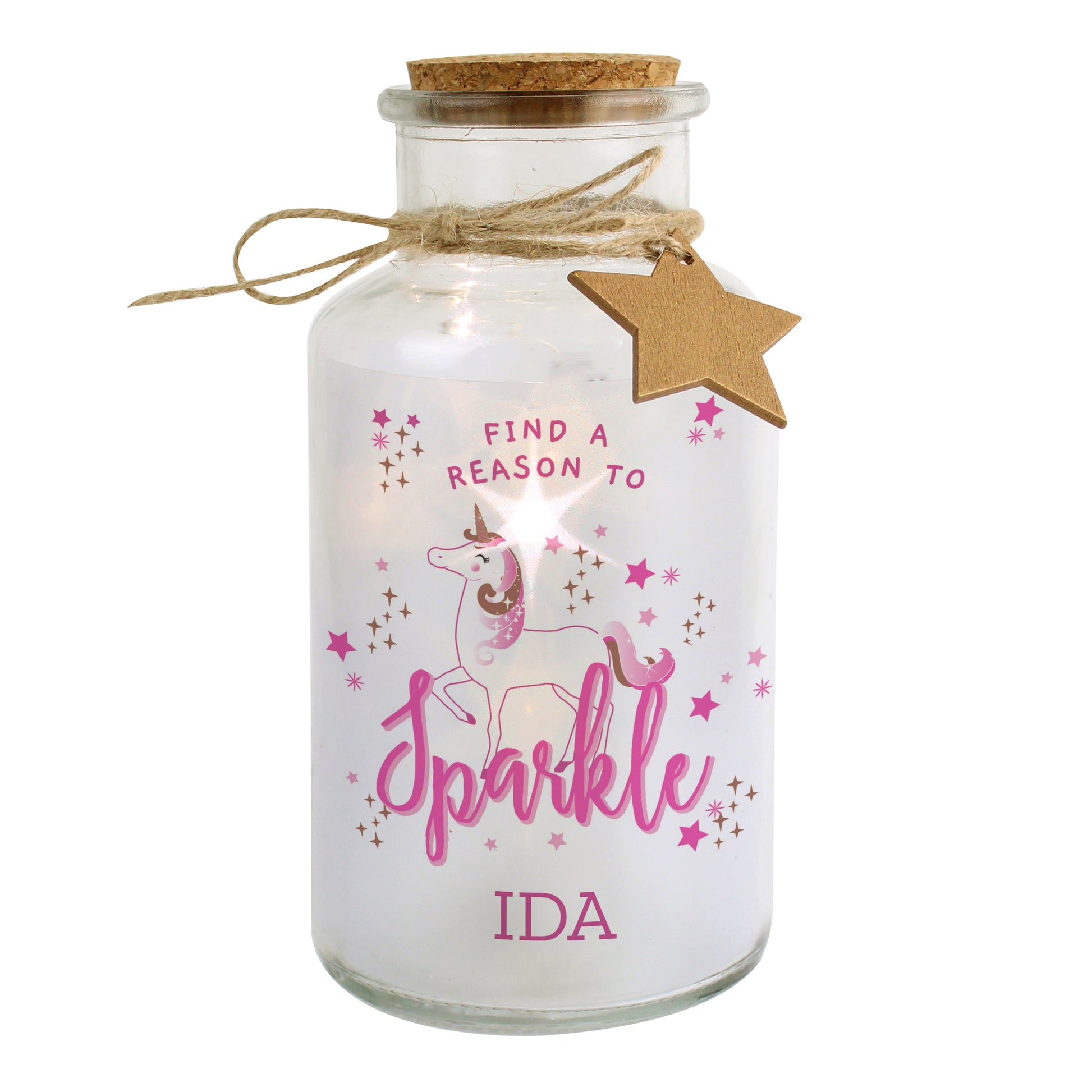 Personalised Unicorn LED Glass Jar - MK&JD Gifts