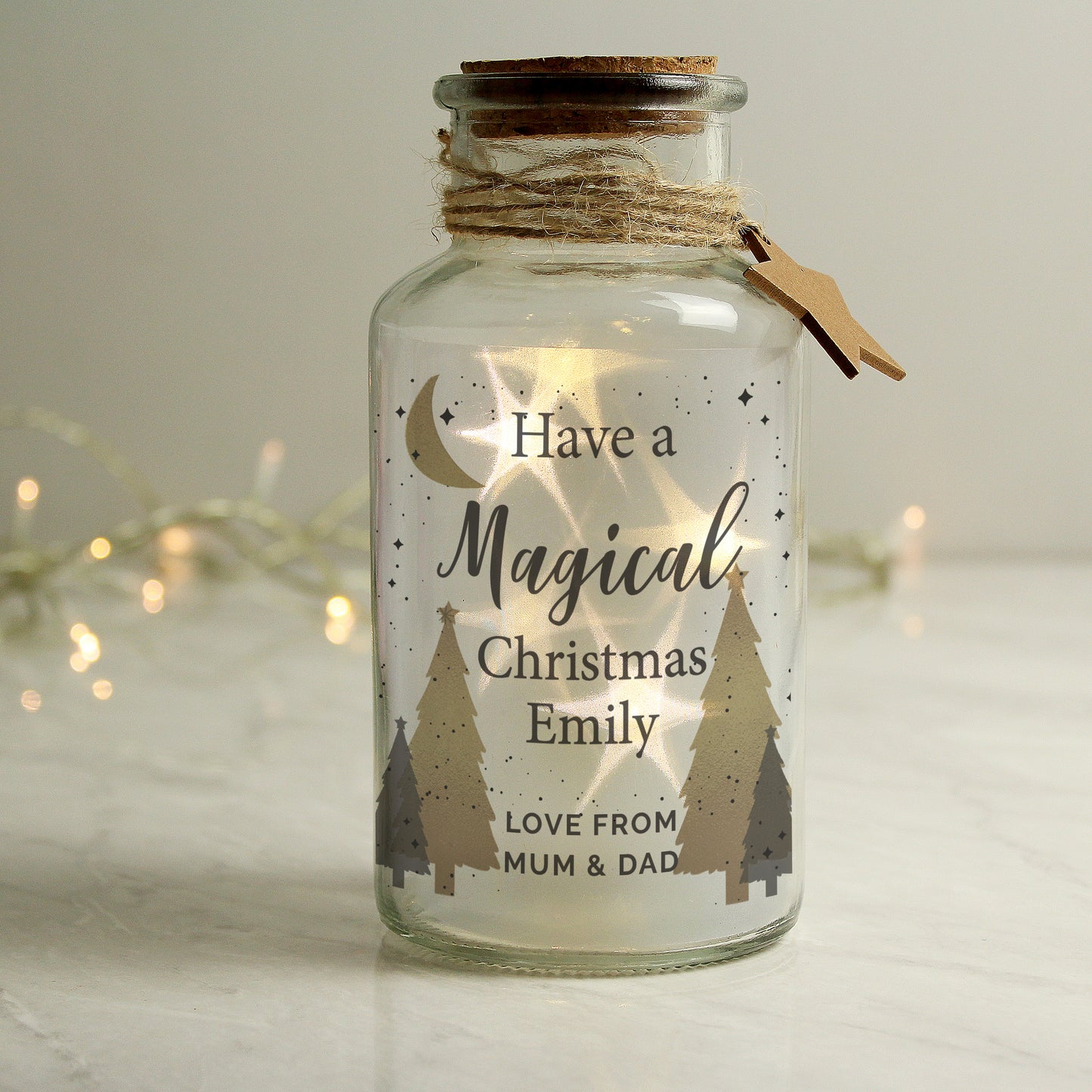 Personalised Christmas Tree LED Glass Jar - MK&JD Gifts