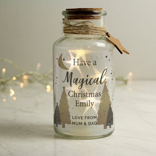 Personalised Christmas Tree LED Glass Jar - MK&JD Gifts