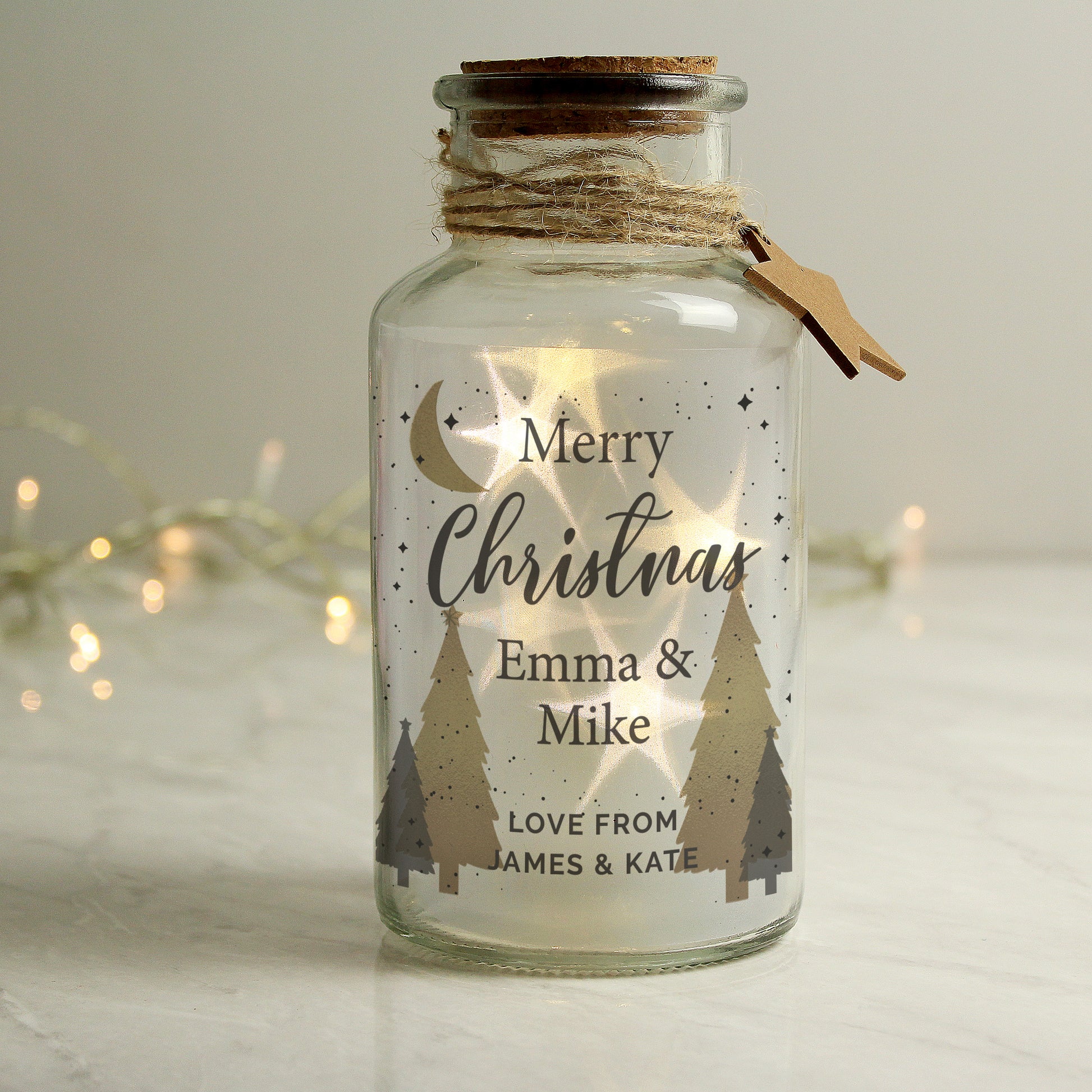 Personalised Christmas Tree LED Glass Jar - MK&JD Gifts