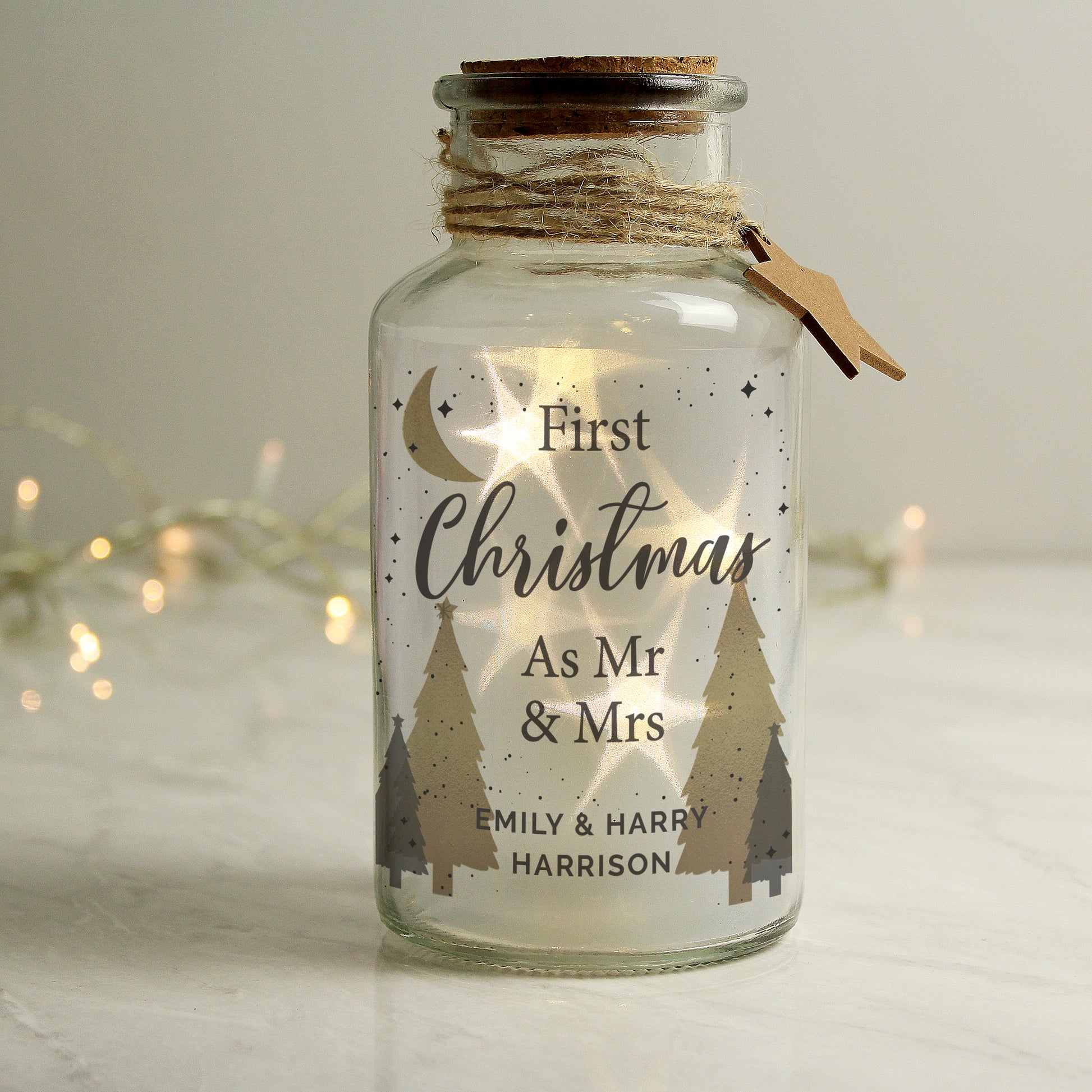 Personalised Christmas Tree LED Glass Jar - MK&JD Gifts