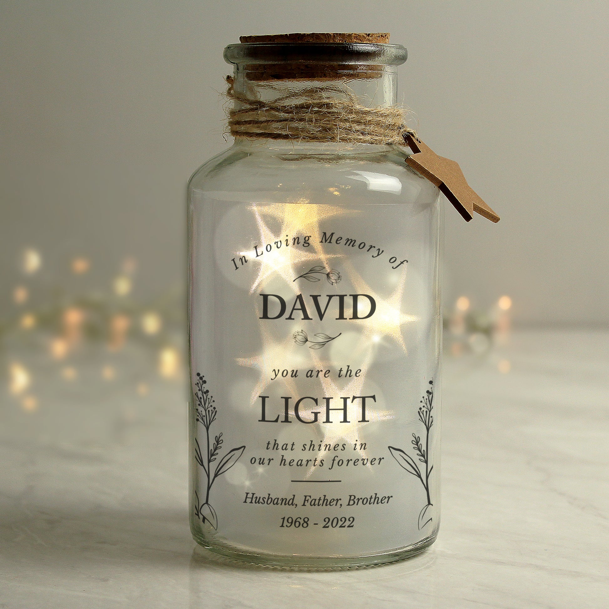 Personalised In Loving Memory LED Glass Jar - MK&JD Gifts