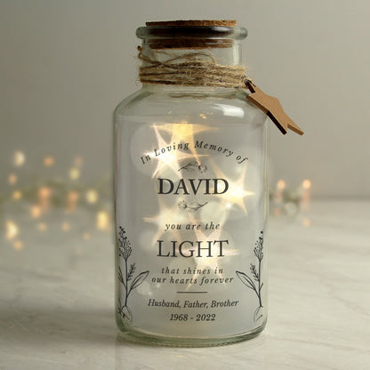 Personalised In Loving Memory LED Glass Jar - MK&JD Gifts