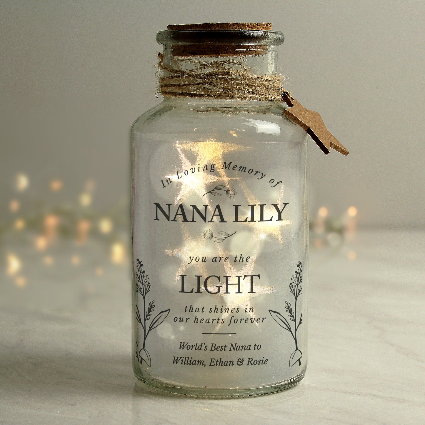 Personalised In Loving Memory LED Glass Jar - MK&JD Gifts