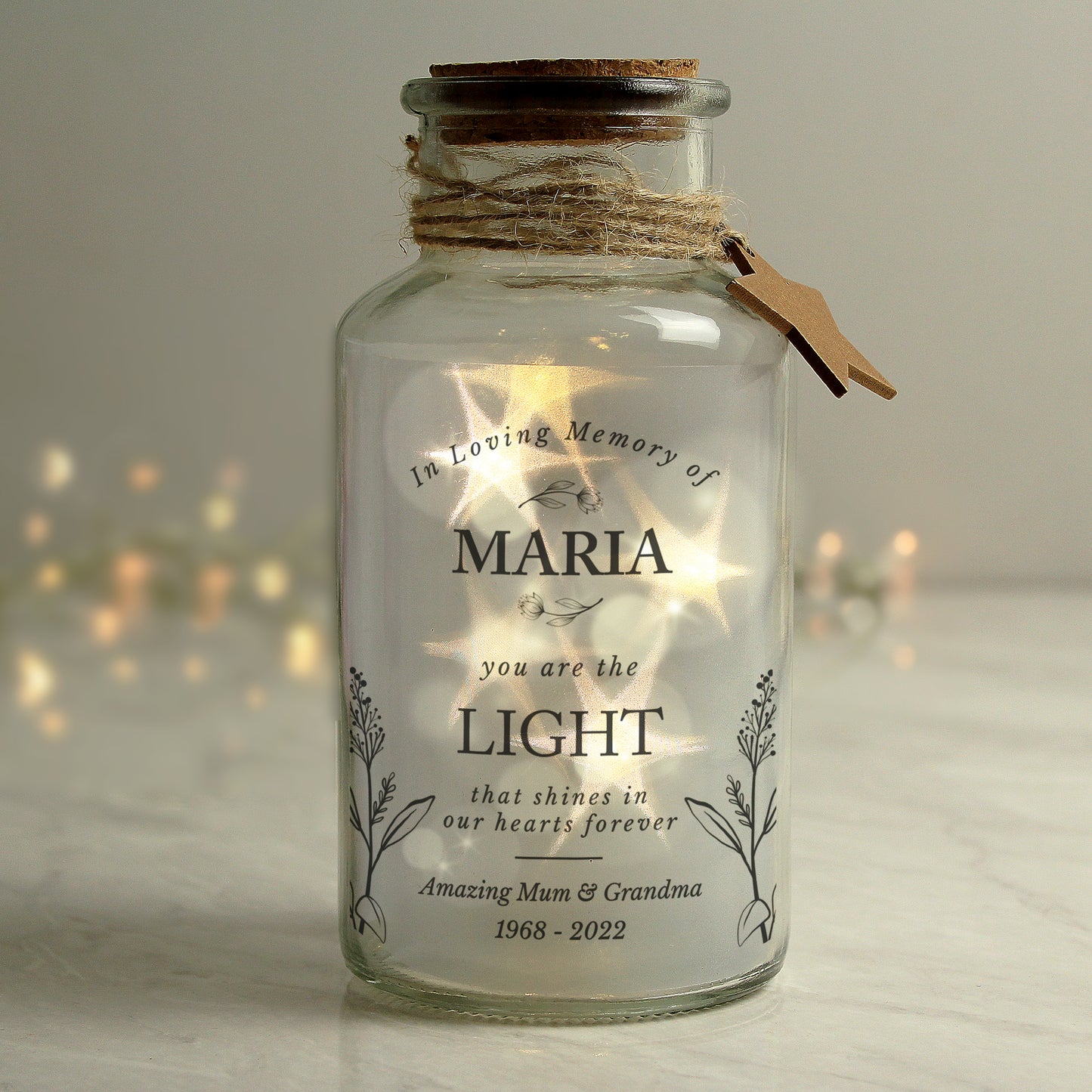 Personalised In Loving Memory LED Glass Jar - MK&JD Gifts