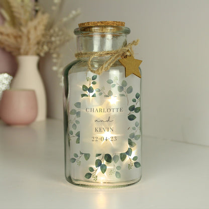 Personalised Botanical LED Glass Jar - MK&JD Gifts