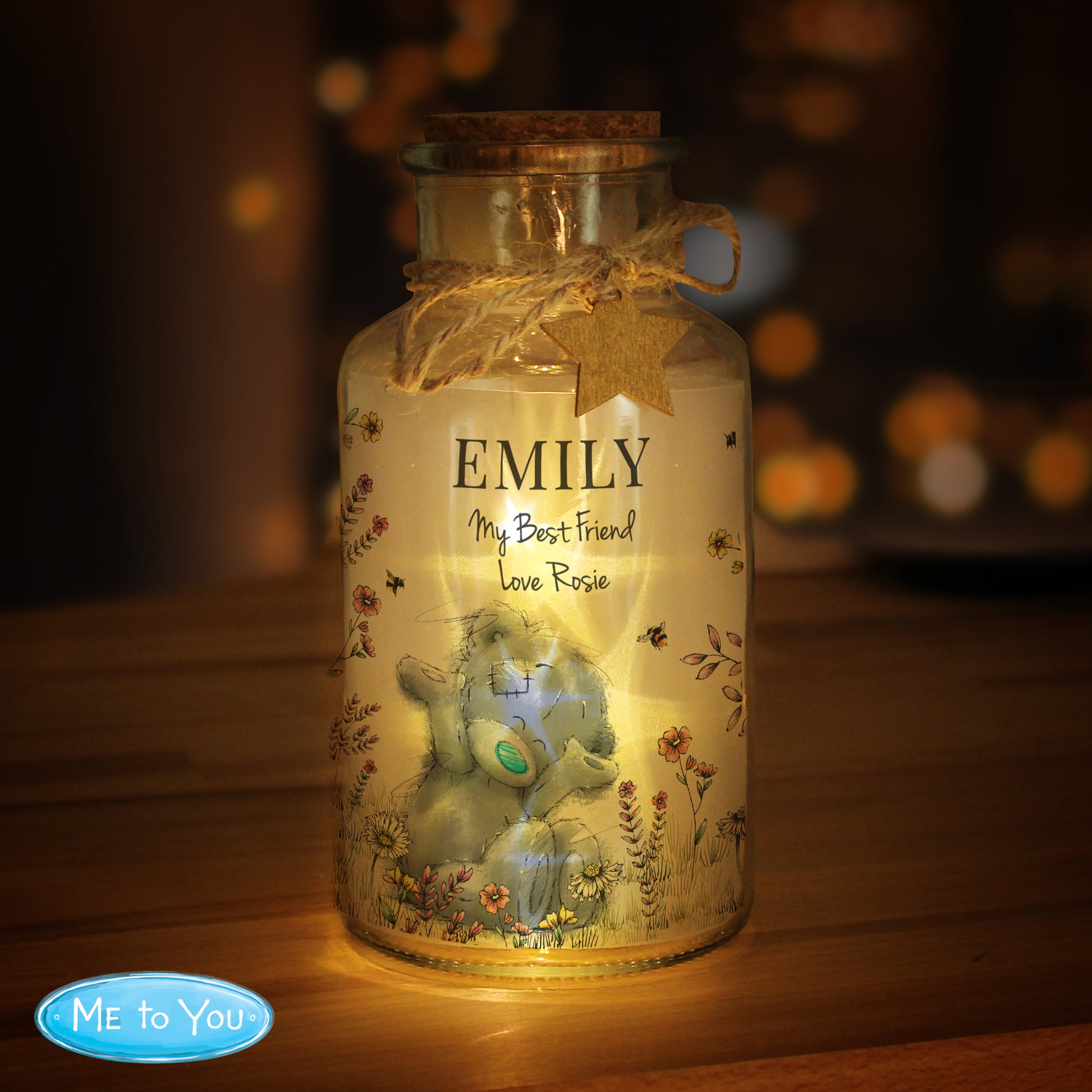 Personalised Me to You Floral LED Glass Jar - MK&JD Gifts