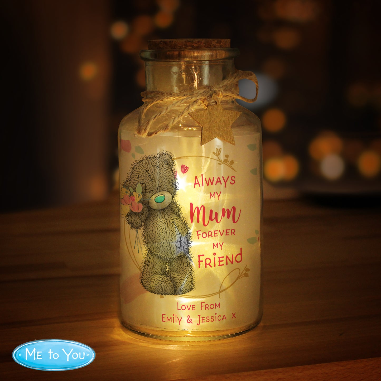Personalised Me To You Forever My Friend LED Glass Jar - MK&JD Gifts