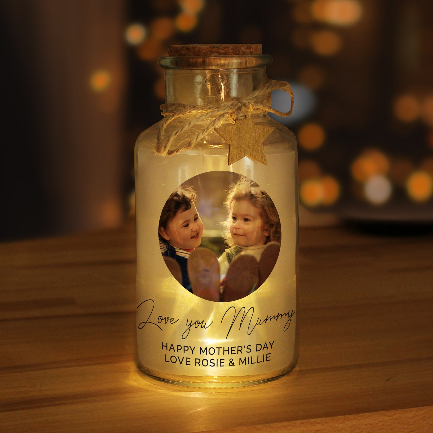 Personalised Photo Upload LED Glass Jar - MK&JD Gifts