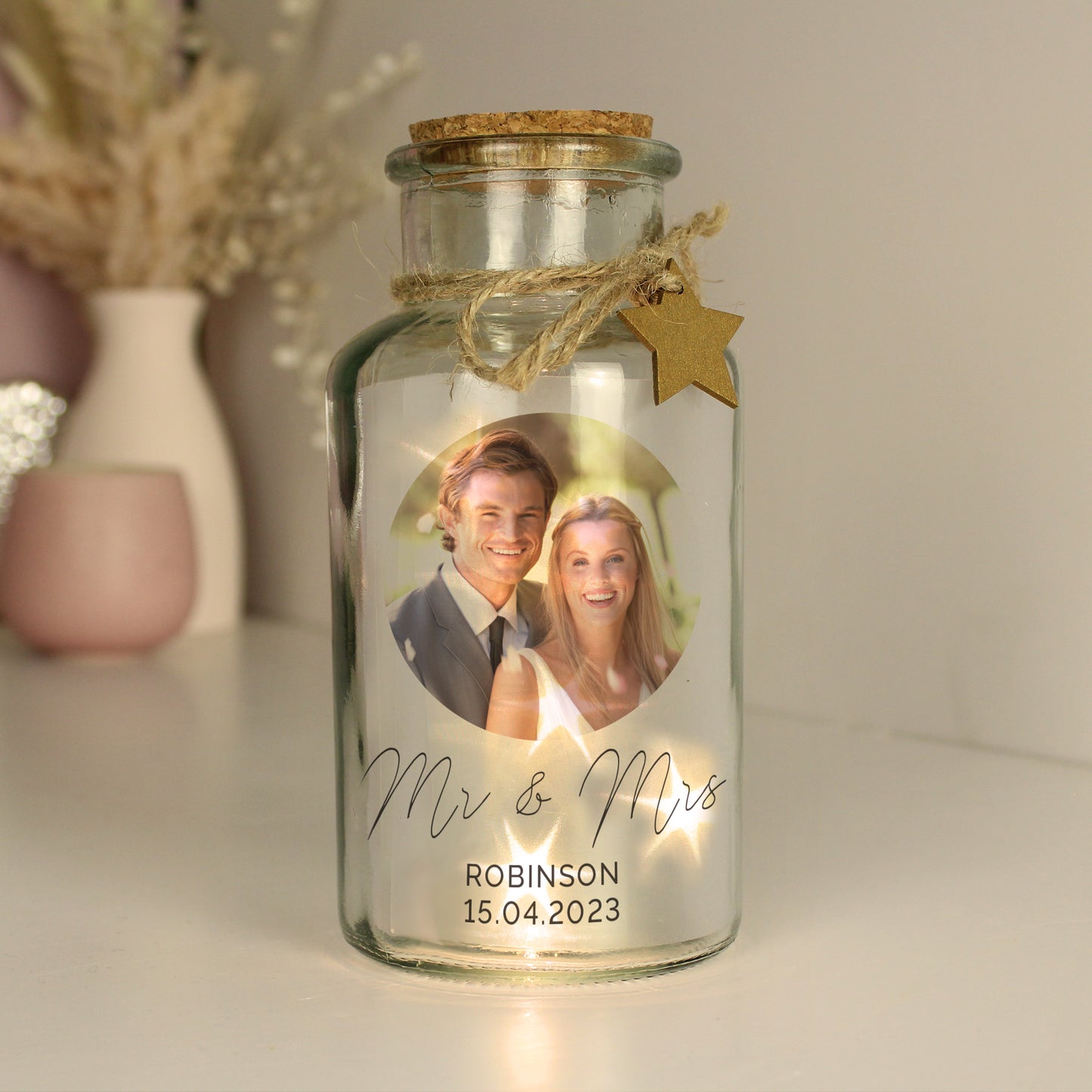 Personalised Photo Upload LED Glass Jar - MK&JD Gifts